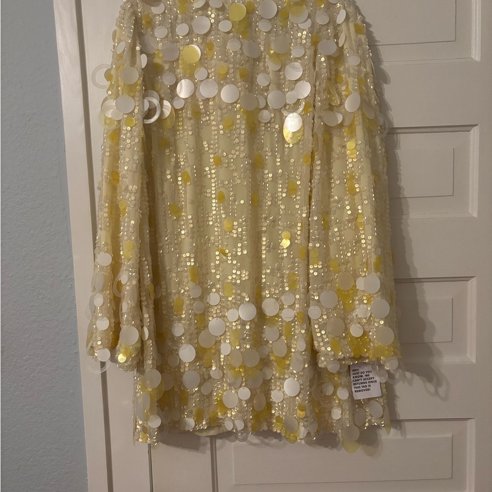 ASOS Yellow and White Sequin Top